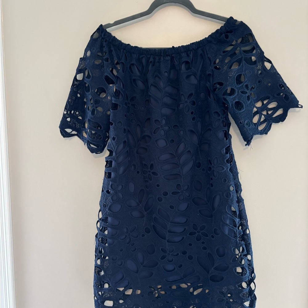 Navy Blue Off-Shoulder Dress